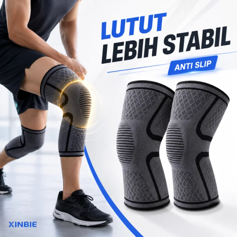 Knee Support Brace Elastis Deker Penyangga Lutut Untuk Olahraga Fitness Lari Dan Aktivitas Harian